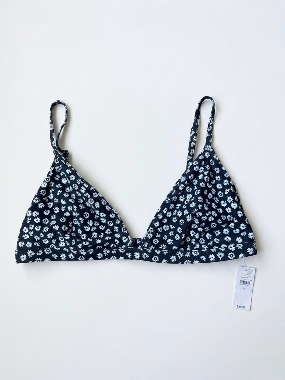 NWT GAP Black & White Daisy Bralluette Triangle Bikini Top Women’s Size L